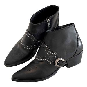Claudie Pierlot Western Studded Biker Buckle Ankle Booties 9